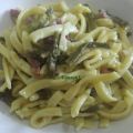 Spaghetti alla chitarra con asparagi e pancetta