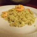 Cous cous con gamberi e pesto di agrumi.